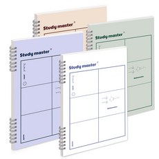 Munid It spring 6分割數學練習本 4色套組, 1組, Soft Beige+White+Sky Blue+Green Tea