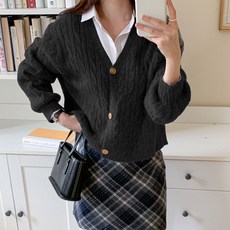 보리 케이블 브이넥 니트 가디건 임부복 VA023