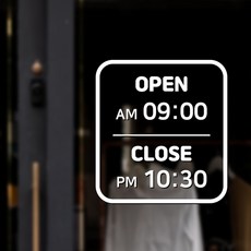 Sweet Space 營業時間 AM PM 時間標示 店家貼紙 選項02 + 備用數字貼紙 2入組, 白色