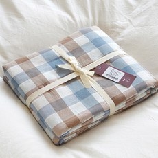 마켓A 체크패턴 순면 이불커버, 블루브라운