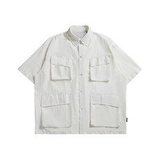 마켓에이 남성용 빈티지 포켓 트렌디 반팔 셔츠