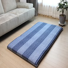 인터카마 양면누빔 TC 요 매트커버 + 솜 세트, 1-17 라인 블루