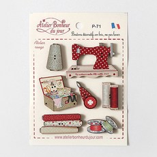 아틀리에보뇌르뒤주르 나무단추 7종 세트 P-71, 레드소잉룸, 1세트