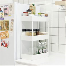 KAZT 固定式廚房層架縫隙收納櫃3層, 白色