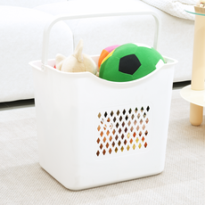 엠비코 손잡이가 편한 모던 루비패턴 빨래바구니, 화이트