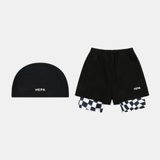 NEPA KIDS 兒童款棋盤格緊身褲 短褲+泳帽組