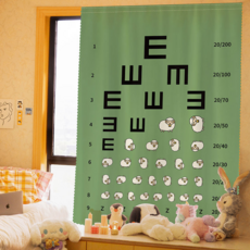 Lilypick 插畫遮擋隔間簾 感性風門簾 + 魔鬼氈套組, 視力檢查表