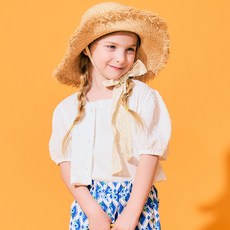 Lala Amang 女童款壓紋泡泡袖短版罩衫