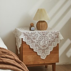 마켓플랜 플라워 레이스 협탁 식탁보, 화이트, S(60 x 60 cm), 2개