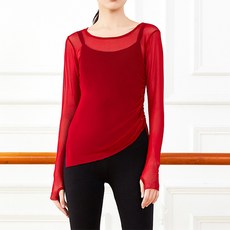 ARYKO 彈性網紗舞蹈服, 酒紅色