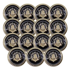 Monkey 射出金屬寶石鈕扣 25mm, 15個, 金色黑色