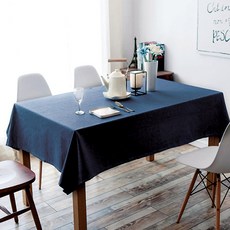 KHOME 亞麻桌布, 經典藍, 10人(130*240cm)