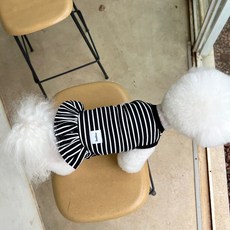 MAGDOG 狗狗Elle條紋洋裝, 黑色, 1個