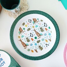 rice 幼兒深盤, 派對動物 綠色, 1個