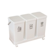 심플 레이어 이동식 가정용 슬리머 분리수거함 휴지통 20리터 3단 + 스티커, 1개