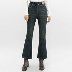 Elsso 女款 長版/短版 絨毛刷毛 腰部鬆緊帶 高腰 彈性 靴型牛仔褲
