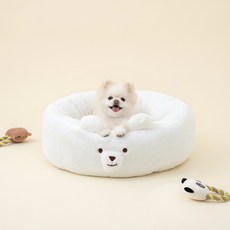 펫본 강아지 라운드 쿠션, 1개, 화이트베어 라운드