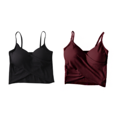 올러바웃 여성용 짧은 슬림핏 크로스 나시 크롭탑 2p