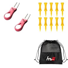 NAYASTYLE 高爾夫果嶺叉修補器 2入 + PE 高爾夫短球梯 10入 + 收納袋組合 GFYP-38-3+169-3PU, 混合顏色