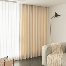 HANSSEM 平褶式 Cozy 遮光窗簾組, 米色