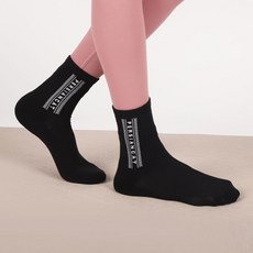 PERSIANCAT 女用格紋Logo重點中筒襪 P4FUSC01, 1套, 黑色