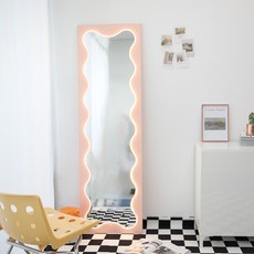 우드리퍼블릭 네온 블라썸 웨이브 LED 조명 전신거울 500, 밀키핑크 + 전구색