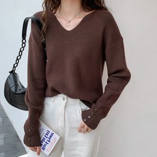 Lemon Soul 女款TD V領羅紋針織上衣