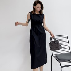 TheSirup 女款露背簡約連身裙, 黑色