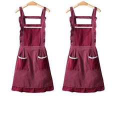 허브플러스 투포켓 프릴 앞치마, 와인, 2개