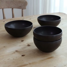 棕色霧面碗 4入組, 棕色, 飯碗 2入+大碗 2入