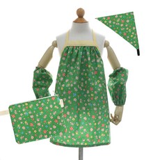 SEMOMS 女孩童荷葉邊防水圍裙+頭巾+袖套 2入+收納袋