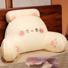 순잠 귀여운 포옹 등받이 허리 쿠션 화이트캣, 화이트 + 핑크