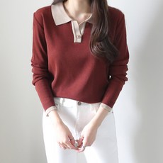 Zenith 女款撞色翻領Cuddle翻領針織衫 n1603