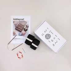초보자용 손뜨개 대바늘 목도리 뜨개질 DIY 키트, 다크그레이, 1세트