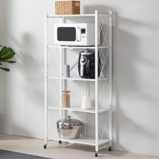 트레벨 원터치 철제 폴딩 선반, 화이트, 5단