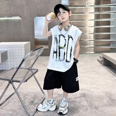 스타빈 남아용 빅레터링 민소매 + 반바지 세트