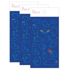 쁘띠팬시 네온프렌즈 하프 스티커 PD874, 혼합색상, 3개