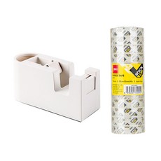 deLi 得力 Nusa In多功能膠帶切割器 NS123+透明膠帶 E30015 12入組, 白色（分配器）, 1套