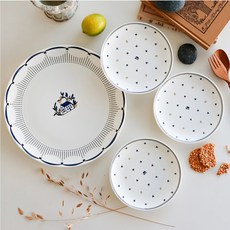 HANKOOK CHINAWARE 波西塔諾自助餐盤組, 1套, 餐盤 27.5cm + 16.5cm 4入, 藍色