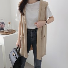 JENIT 女款素色連帽開襟背心