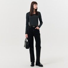 제너럴아이디어 여성용 GNRL 스퀘어 배색 롱 슬리브 티셔츠 WBD4L01535