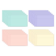 粉彩紙信封 4種 46-0253, 薄荷色+粉色+紫色+黃色, 5套