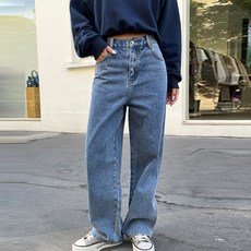 BBAEBBAE 女性半寬版長版牛仔褲