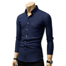 BLUEFORCE 男款Denide長袖素色素面襯衫