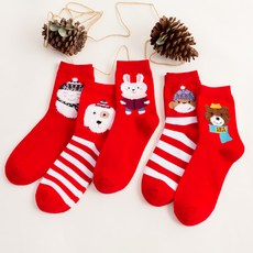 2'nd Pink 女款聖誕朋友中筒襪 5雙組