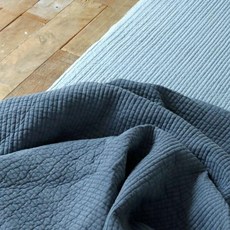 Nubile 高溫煮洗條紋絎縫顏料染60支純棉細布床罩, 海軍藍