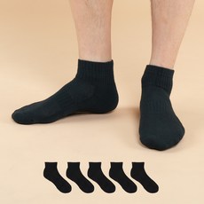 Chacks 男士除臭強力氣墊運動網眼短襪 5雙入, 1套, 黑色