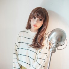 S-HOLIC 女性用中長層次C字捲整頂假髮, 亞麻棕, 1個