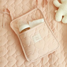 ChezBebe 心形絎縫織物口袋, 粉色