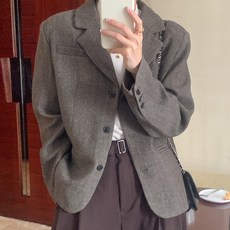 URBANLINE 女款 Lobe 羊毛混紡人字紋毛呢單排扣外套